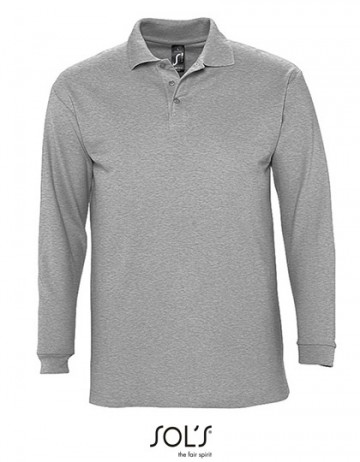 11353 Sol's Winter II heren polo grey melange