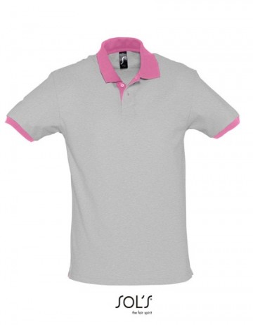 11369 Sol's Prince heren polo (2 kleuren) grey melangeorchid pink
