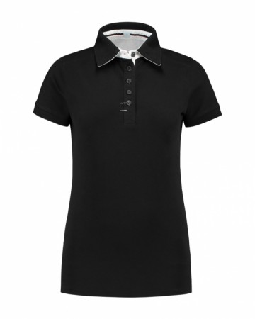 L&S Polo met KM en kraag in contrast kleur