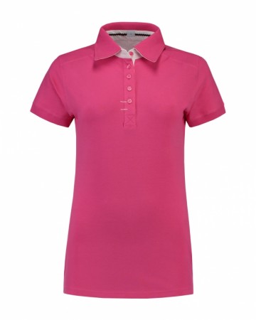 L&S Polo met KM en kraag in contrast kleur