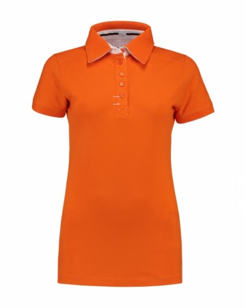 L&S Polo met KM en kraag in contrast kleur