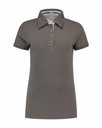 L&S Polo met KM en kraag in contrast kleur