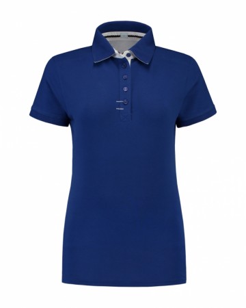 L&S Polo met KM en kraag in contrast kleur