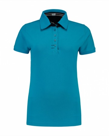 L&S Polo met KM en kraag in contrast kleur