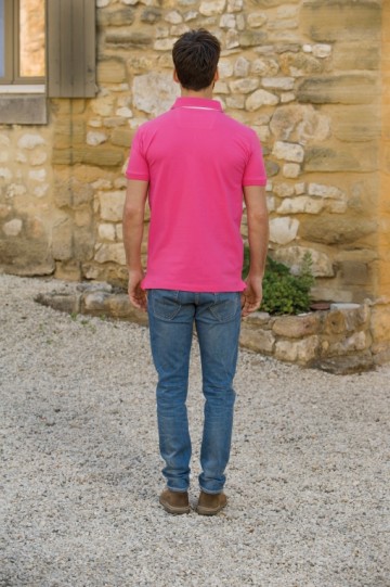 L&S Polo met kraag in contrast kleur