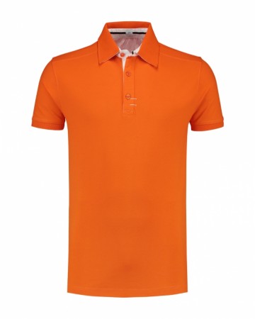 L&S Polo met kraag in contrast kleur