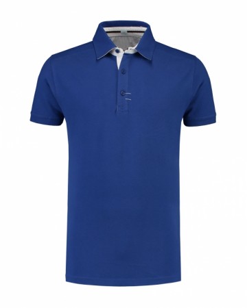 L&S Polo met kraag in contrast kleur