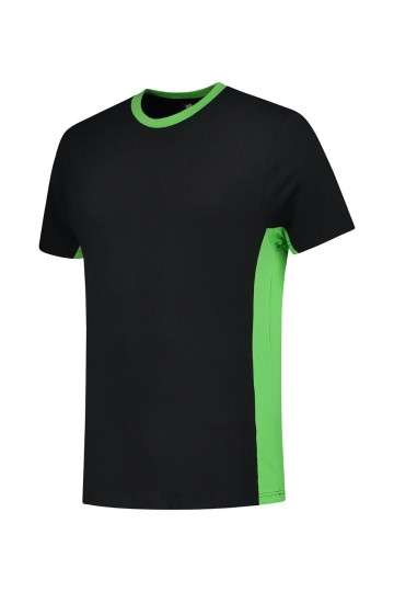 4500 L&S T-shirt  zwart - limoengroen