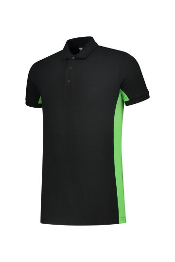 LEM4600 L&S Poloshirt zwart/limoengroen