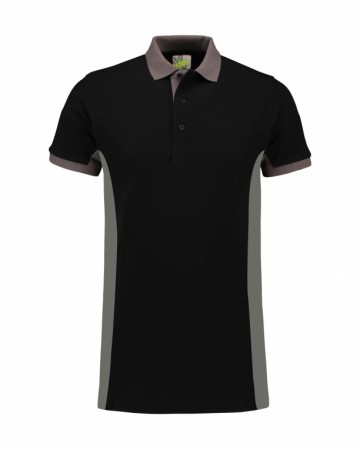 LEM4600 L&S Poloshirt zwart/parelgrijs