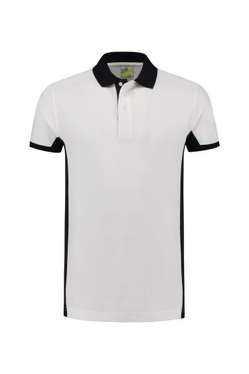 LEM4600 L&S Poloshirt wit/marineblauw