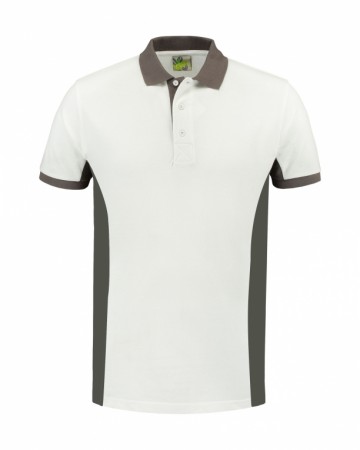 LEM4600 L&S Poloshirt wit/parelgrijs