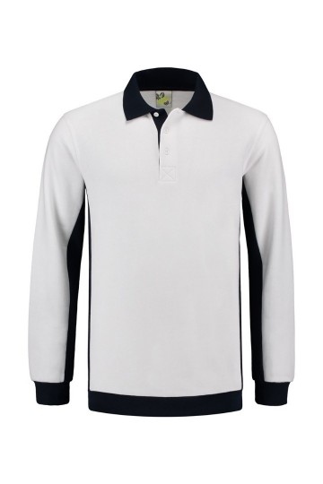 LEM4700 Polosweater Wit/Donker marineblauw