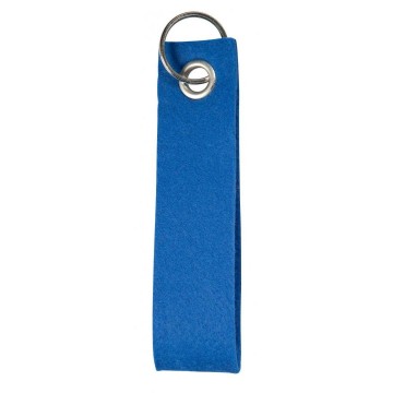 M144130 MBW Rechthoekige vilt sleutelhanger met oog blauw