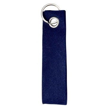 M144130 MBW Rechthoekige vilt sleutelhanger met oog donkerblauw