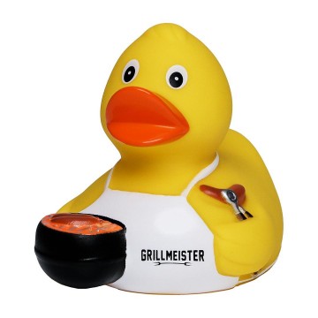 M181001 Squeaky Duck Grillmeister met slogan