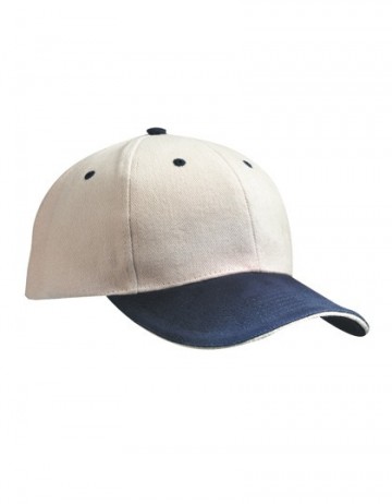 Myrtle Beach 6 panel Sandwich cap MB024 beige-marineblauw-beige