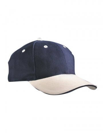 Myrtle Beach 6 panel Sandwich cap MB024 marineblauw-beige-marineblauw