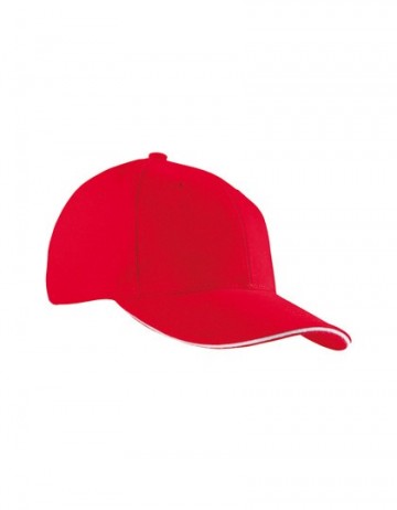 Myrtle Beach 6 panel Sandwich cap MB024 rood-wit