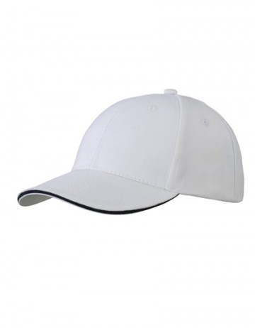 Myrtle Beach 6 panel Sandwich cap MB024 wit-marineblauw