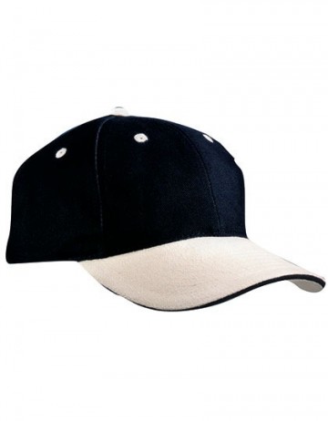 Myrtle Beach 6 panel Sandwich cap MB024 zwart-beige-zwart
