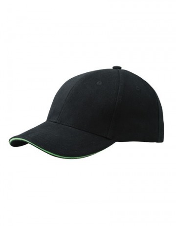 Myrtle Beach 6 panel Sandwich cap MB024 zwart-imoengroen