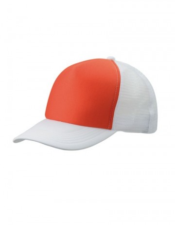 Myrtle Beach 5 panel polyester mesh cap MB070 oranje wit