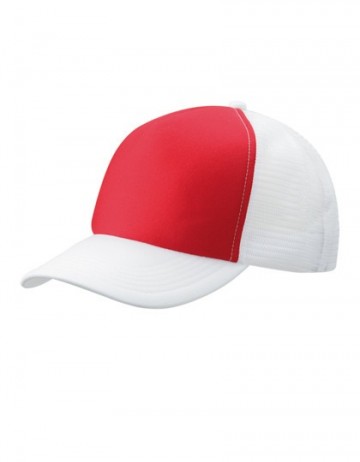 Myrtle Beach 5 panel polyester mesh cap MB070 rood wit