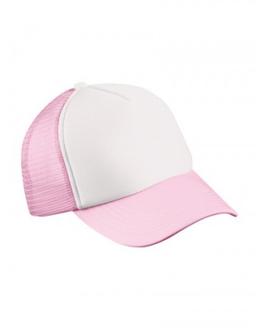 Myrtle Beach 5 panel polyester mesh cap MB070 wit babyrose