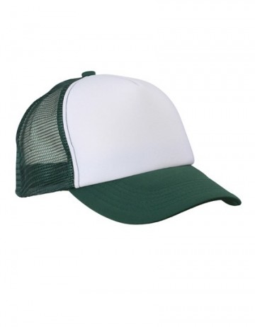 Myrtle Beach 5 panel polyester mesh cap MB070 wit donkergroen