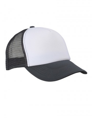 Myrtle Beach 5 panel polyester mesh cap MB070 wit grafiet