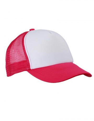 Myrtle Beach 5 panel polyester mesh cap MB070 wit magenta