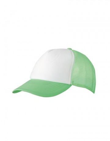 Myrtle Beach 5 panel polyester mesh cap MB070 wit neongroen