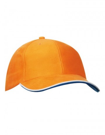 Myrtle Beach 6 panelen double sandwich cap MB6197 oranje - groen - goudgeel