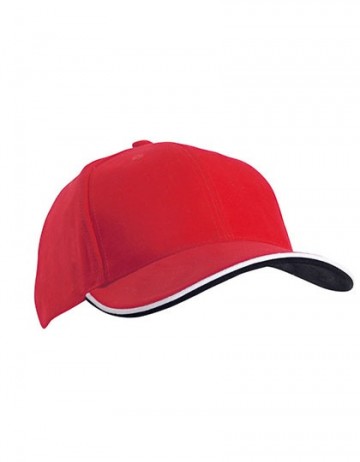 Myrtle Beach 6 panelen double sandwich cap MB6197 rood - wit - zwart