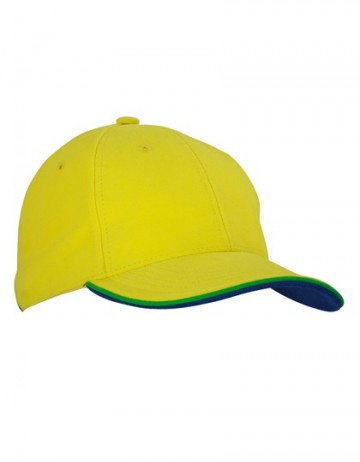 Myrtle Beach 6 panelen double sandwich cap MB6197 geel - groen - koningsblauw