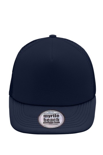 Myrtle Beach 5 panelen Flat Peak cap MB6207 marineblauw marineblauw