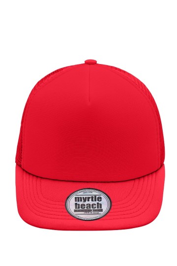 Myrtle Beach 5 panelen Flat Peak cap MB6207 rood rood