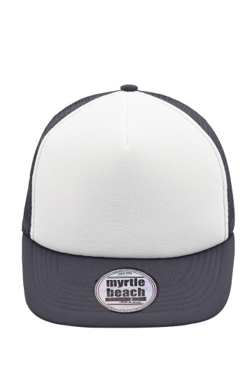 Myrtle Beach 5 panelen Flat Peak cap MB6207 wit grafiet