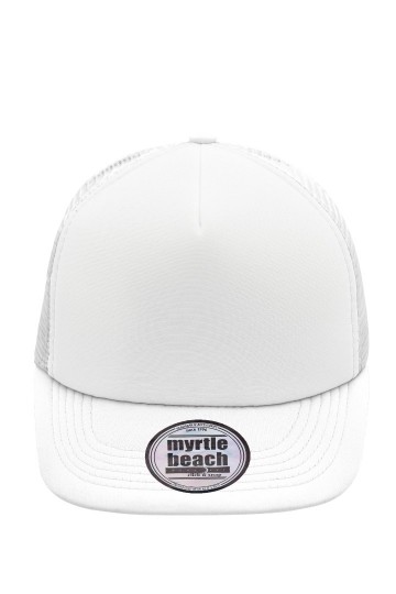 Myrtle Beach 5 panelen Flat Peak cap MB6207 wit wit