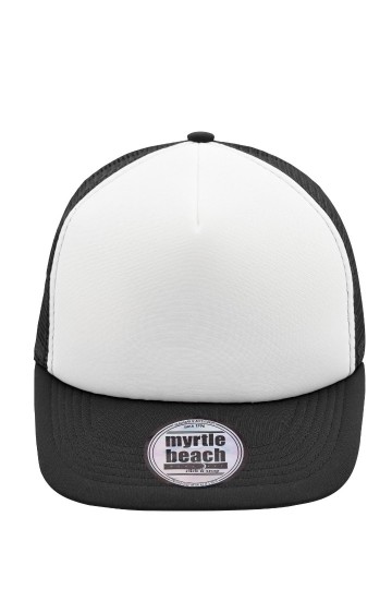 Myrtle Beach 5 panelen Flat Peak cap MB6207 wit zwart
