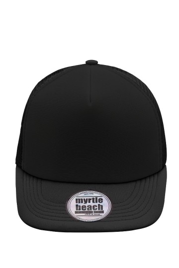 Myrtle Beach 5 panelen Flat Peak cap MB6207 zwart zwart
