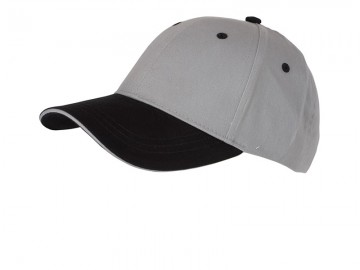 Myrtle Beach 6 panelen Brushed Sandwich cap MB6212 lichtgrijs zwart lichtgrijs