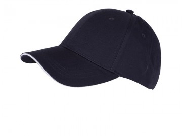 Myrtle Beach 6 panelen Brushed Sandwich cap MB6212 marineblauw wit
