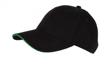 Myrtle Beach 6 panelen Brushed Sandwich cap MB6212 zwart limoengroen