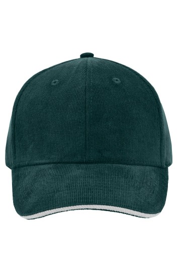 Myrtle Beach 6 panelen Corduroy Sandwich cap donkergroen lichtgrijs