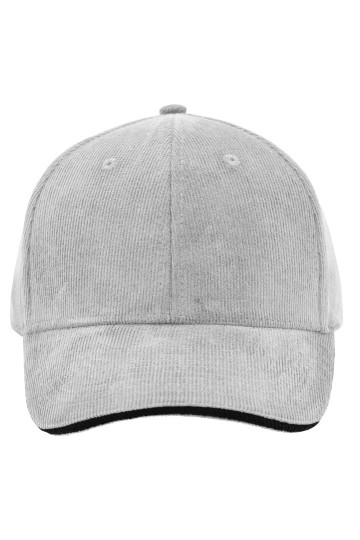 Myrtle Beach 6 panelen Corduroy Sandwich cap lichtgrijs zwart