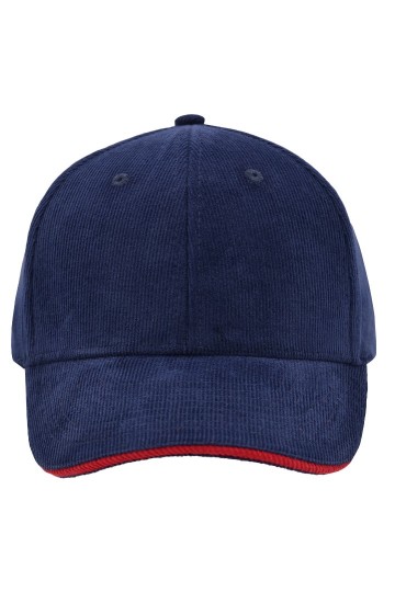 Myrtle Beach 6 panelen Corduroy Sandwich cap marineblauw rood