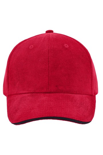 Myrtle Beach 6 panelen Corduroy Sandwich cap rood marineblauw