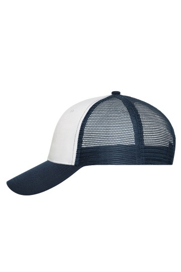 Myrtle Beach MB6239 6 panelen Mesh Cap wit marineblauw